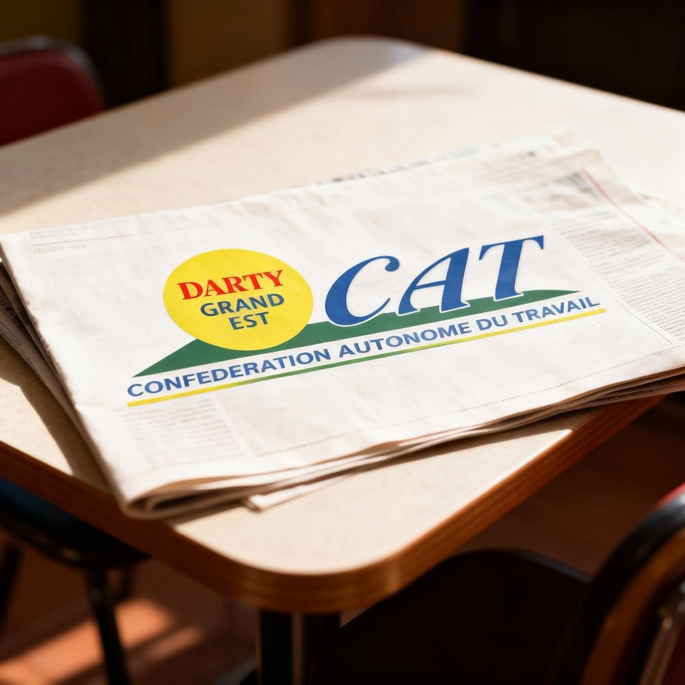 Illustration représentant un journal avec le logo de la CAT Darty Grand Est dessus
