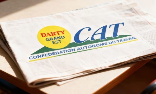 Illustration représentant un journal avec le logo de la CAT Darty Grand Est dessus
